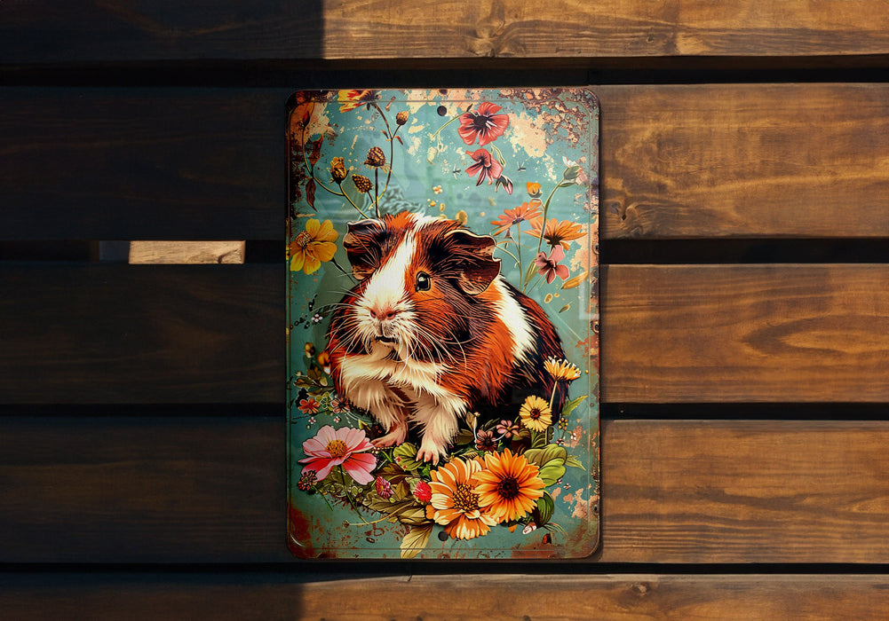 a picture of a guinea pig on a wooden bench