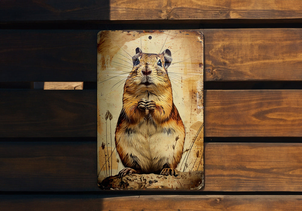a picture of a rodent on a wooden bench