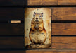 a picture of a rodent on a wooden bench