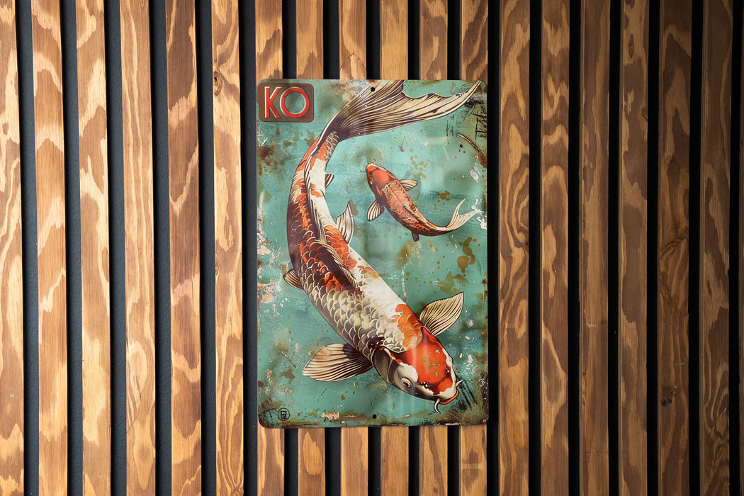 a painting of a koi fish on a wall