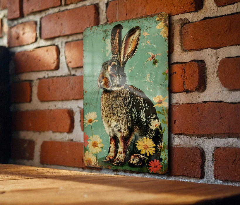 a picture of a rabbit on a brick wall