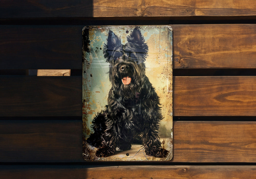 a picture of a black dog on a wooden bench