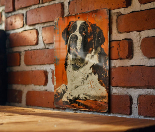 a picture of a dog on a brick wall