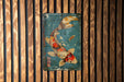 a painting of a koi fish on a wooden wall