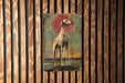 a painting of a dog on a wooden wall