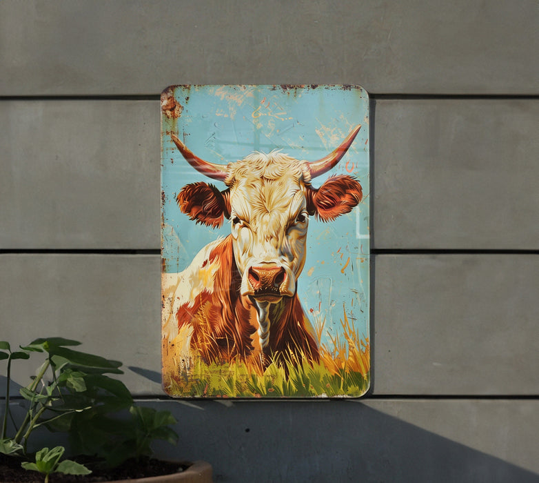 a painting of a cow on a wall