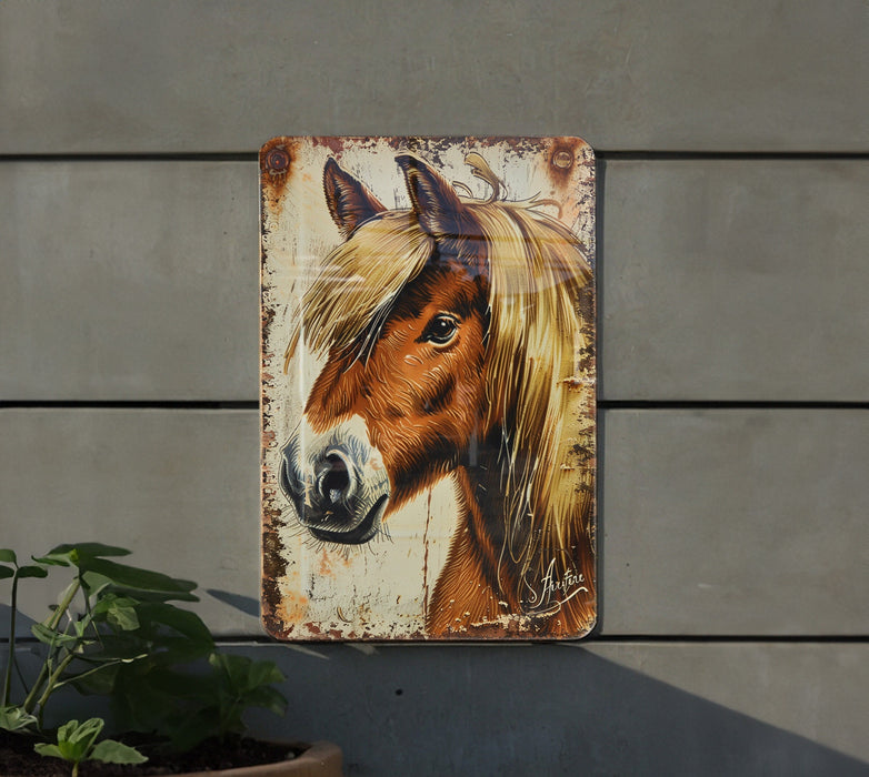 a picture of a horse on a wall