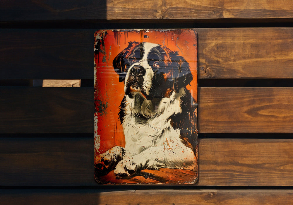 a painting of a dog on a wooden bench