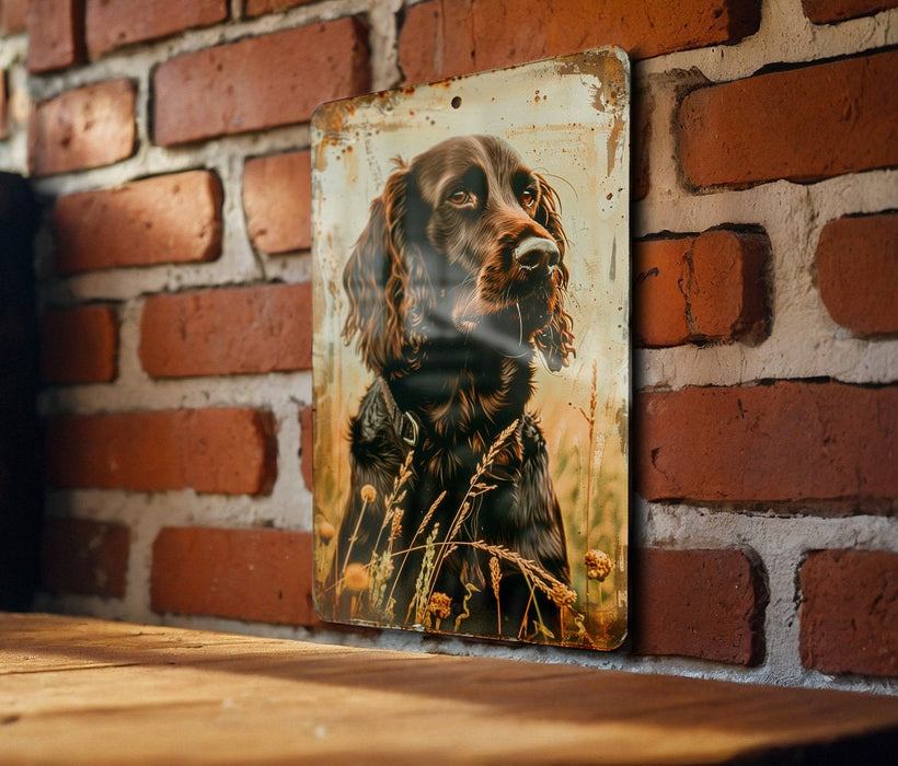 a picture of a dog on a brick wall