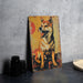 a picture of a dog sitting on a table