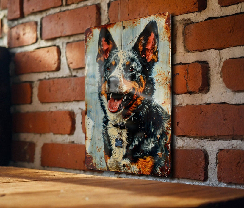 a painting of a dog on a brick wall