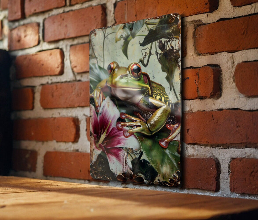 a picture of a frog on a brick wall
