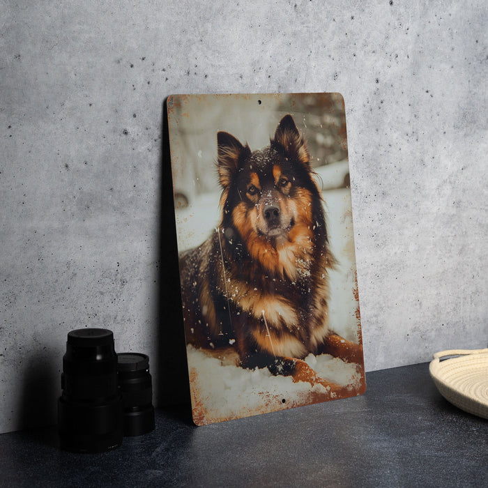 a picture of a dog sitting on a table