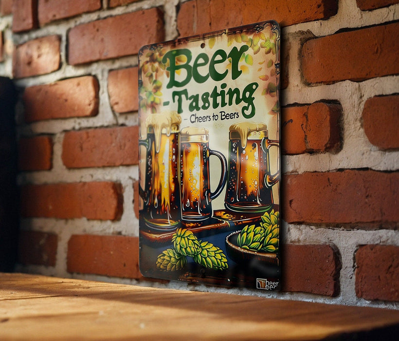 a picture of a beer sign on a brick wall