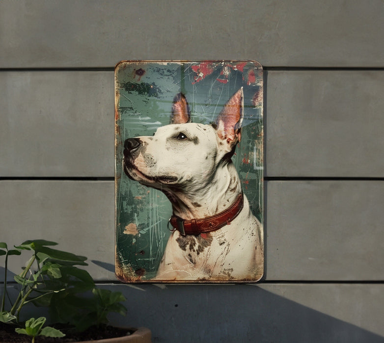 a picture of a dog on a wall