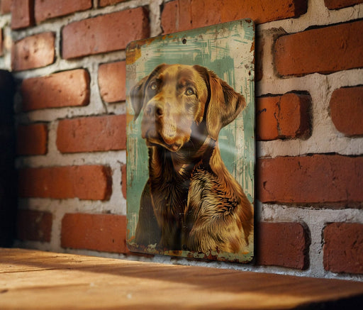a picture of a dog on a brick wall
