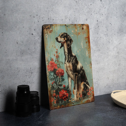 a painting of a dog is on a table