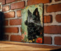 a painting of a dog on a brick wall