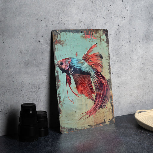 a painting of a siamese fish on a wall