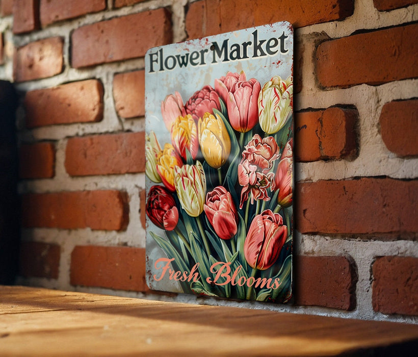 a picture of flowers on a brick wall