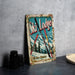 a ski lodge sign sitting on top of a table
