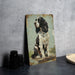 a picture of a dog sitting on a table