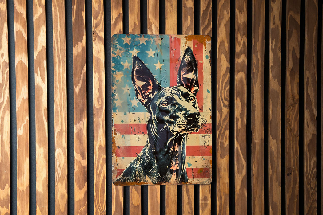 a painting of a dog on a wooden wall