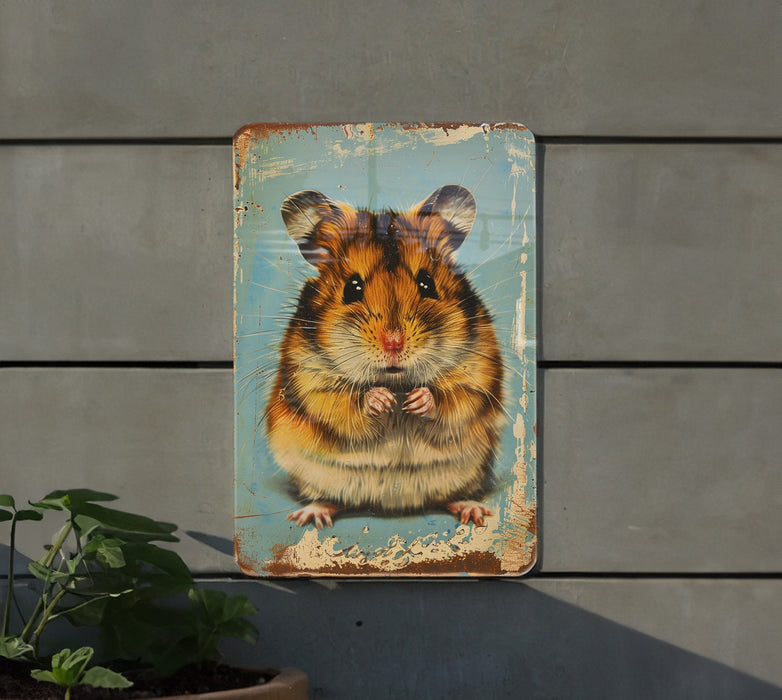 a sign with a picture of a hamster on it