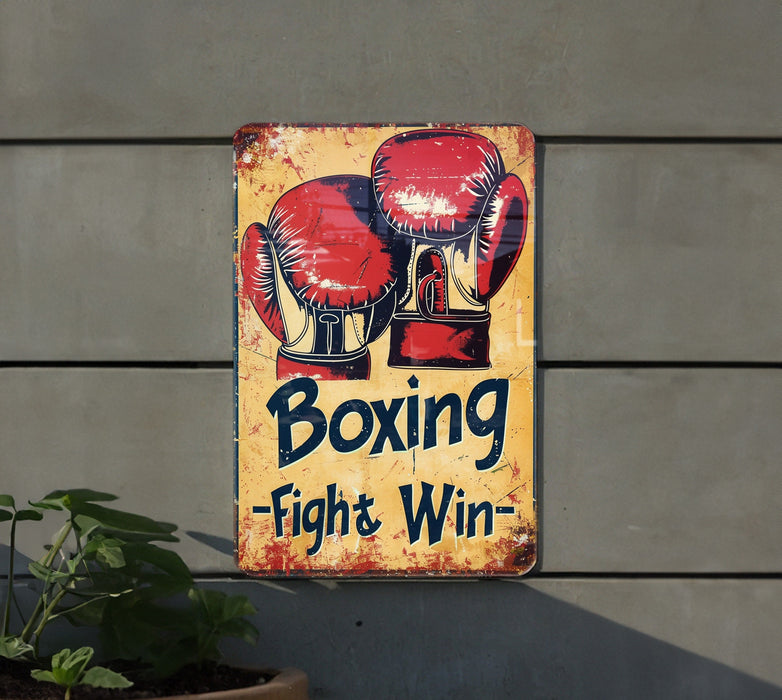 a sign that says boxing fight and win