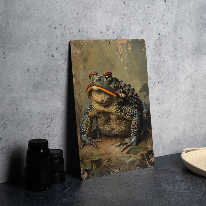 a painting of a frog with a snake in its mouth