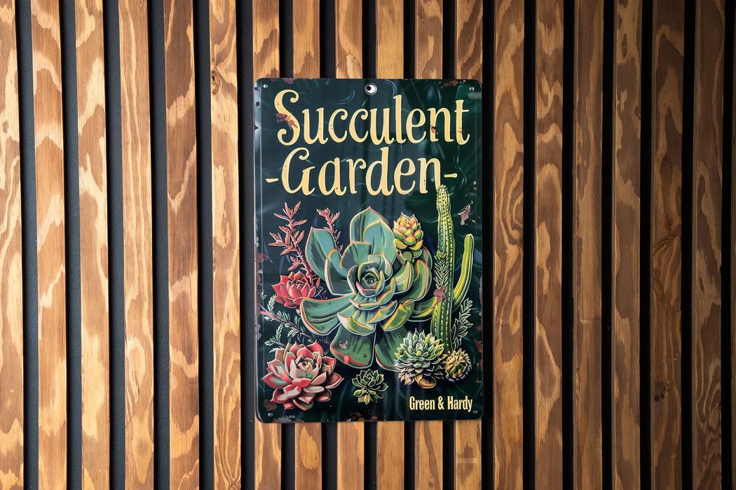 a book about succulent garden on a wooden wall