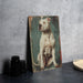 a picture of a dog sitting on a table