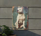 a picture of a dog on a wall
