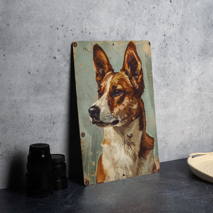 a painting of a dog is on a table