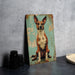 a painting of a dog sitting on a table