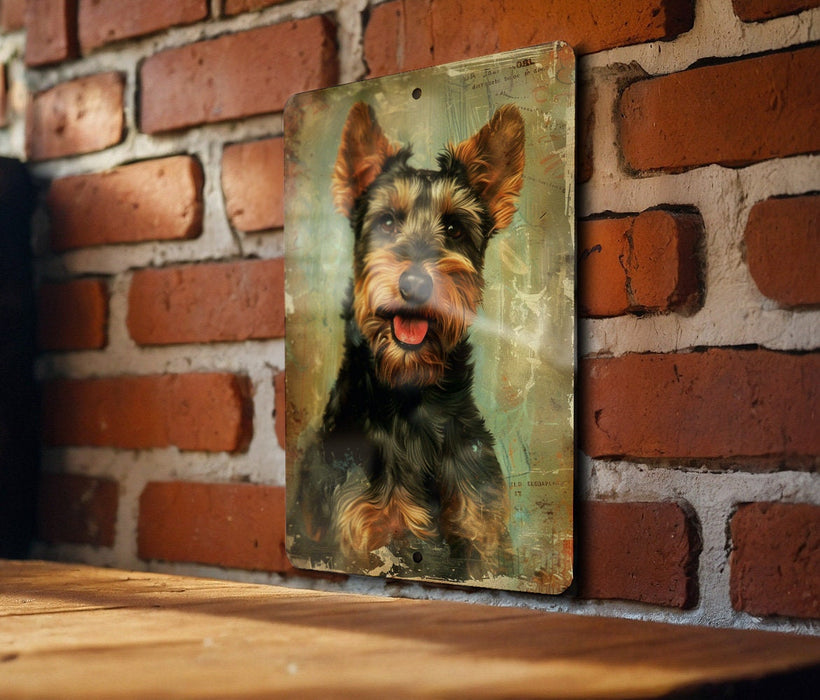 a painting of a dog on a brick wall