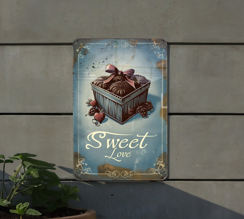 a sign on the side of a building that says sweet love