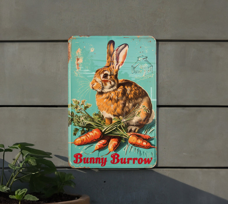 a bunny burrow sign hanging on the side of a building