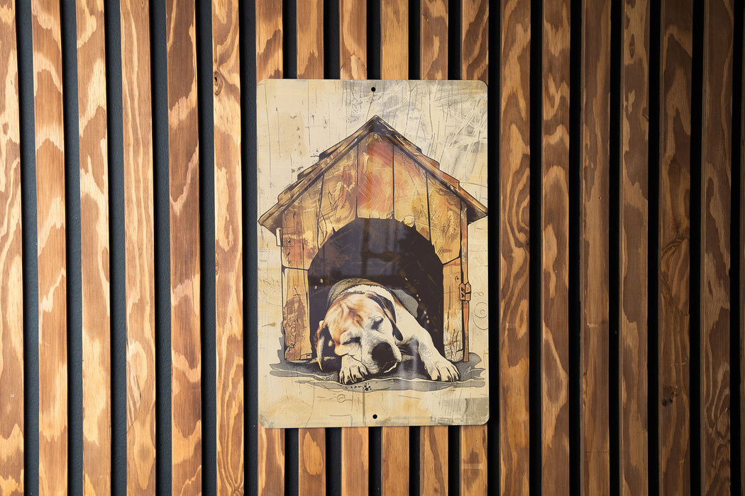 a picture of a dog laying in a doghouse