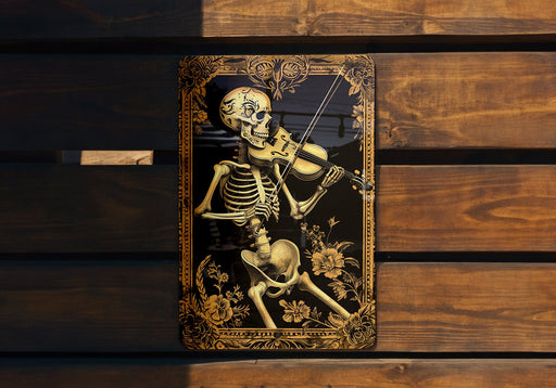 a picture of a skeleton playing a violin
