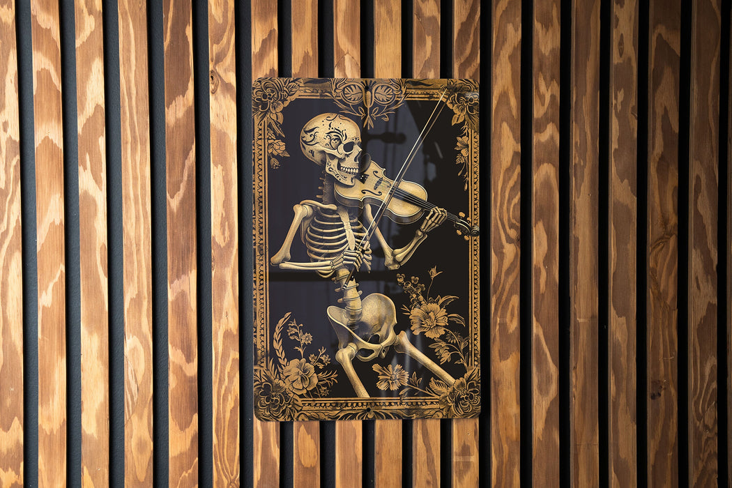 a picture of a skeleton playing a violin