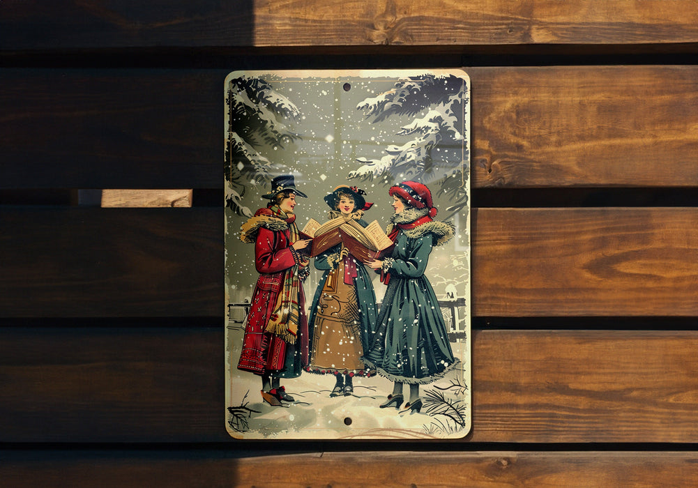 a picture of three women standing in the snow