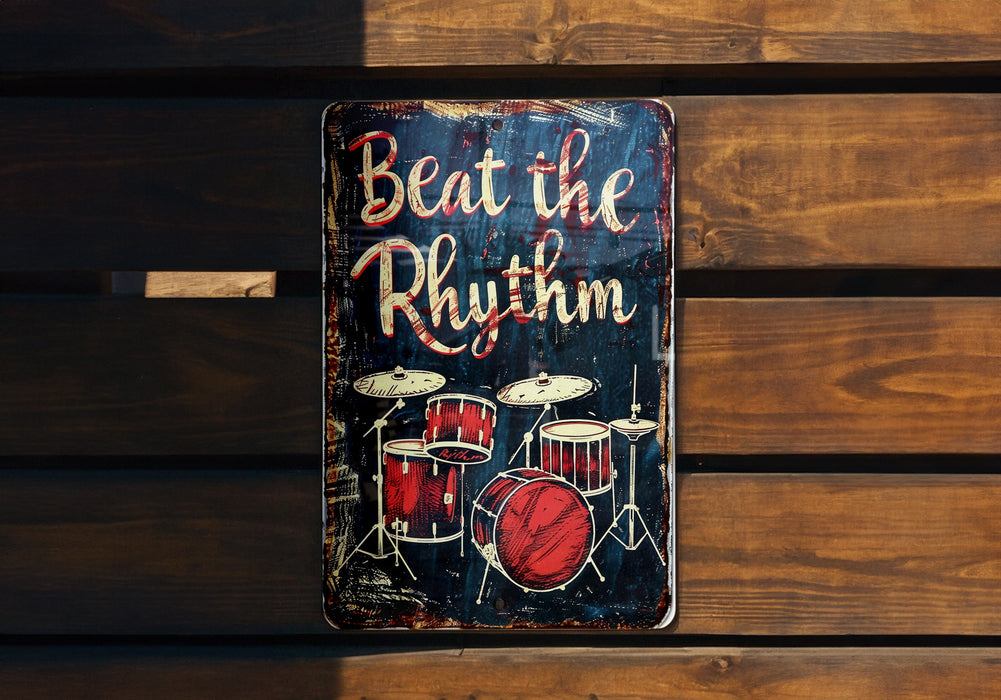 a sign that says beat the rhythm on it