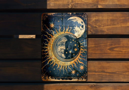 a wooden bench with a painting on it