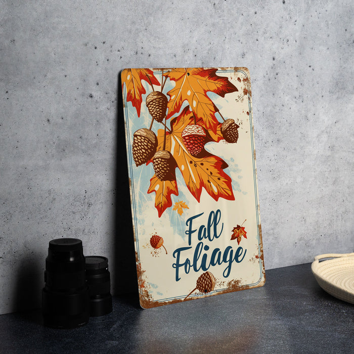 a sign that says fall foliage on it