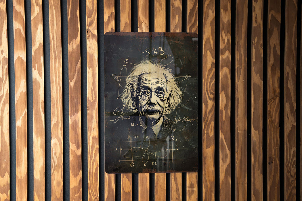 a portrait of albertian albert on a wooden wall
