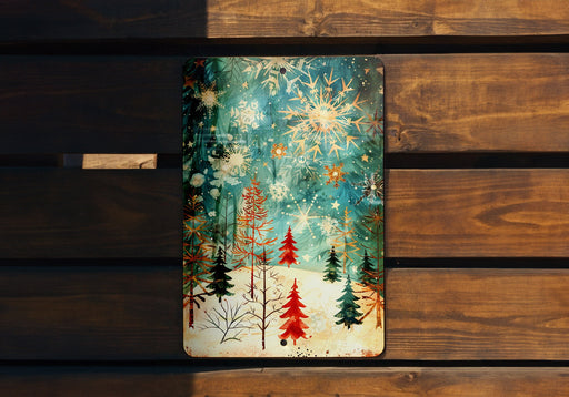 a wooden bench with a painting on it