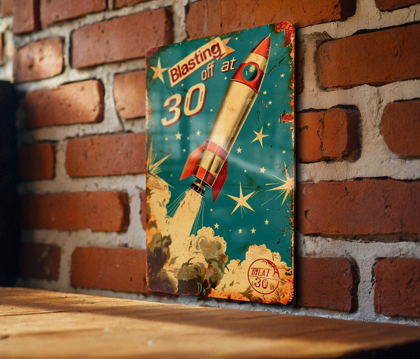 a picture of a rocket on a brick wall