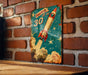 a picture of a rocket on a brick wall