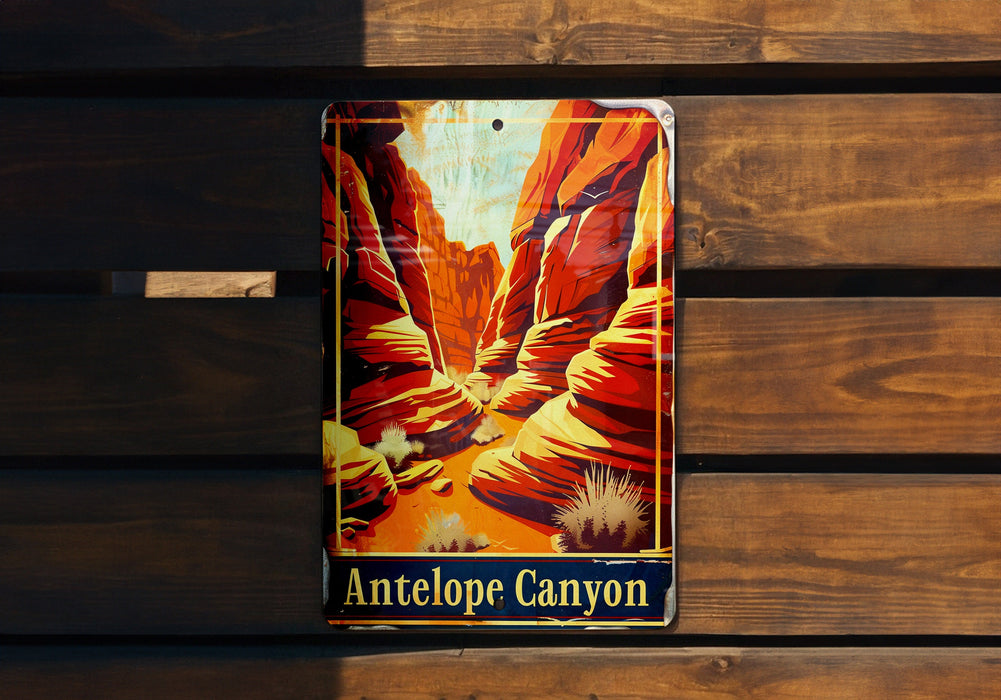 a picture of an antelope canyon on a wooden wall